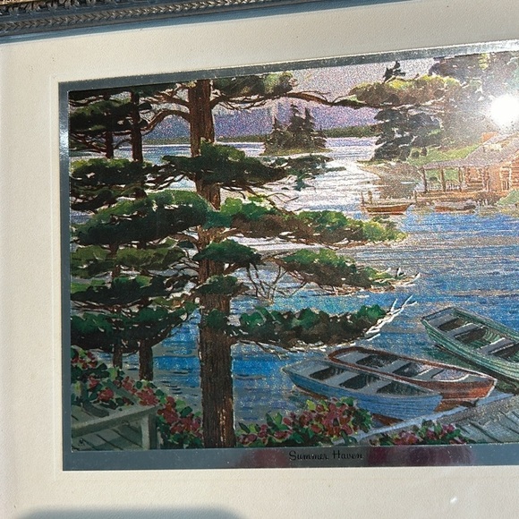 Vintage Phil Austin Framed Etched Foil Summer Haven Print signed. 8x10 - Picture 3 of 7